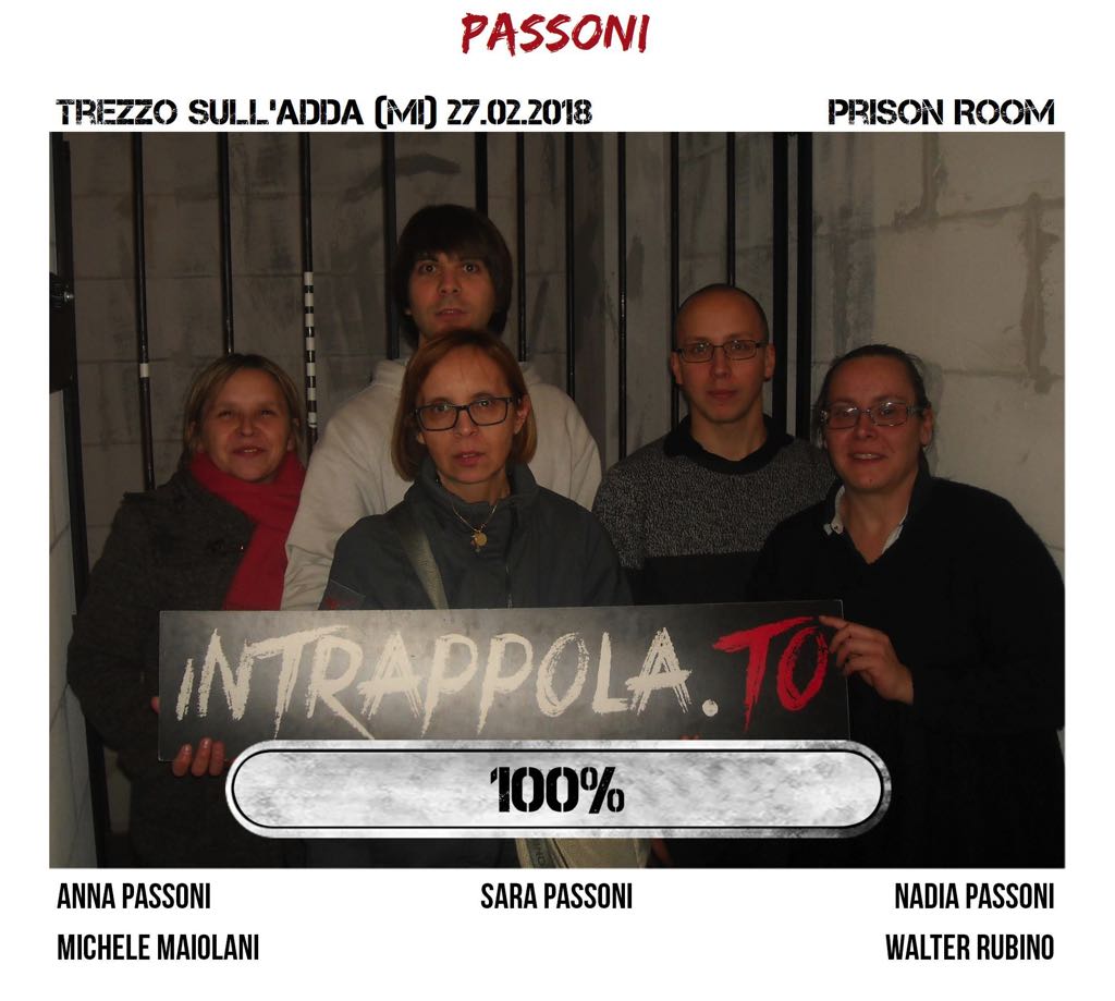 Il gruppo Passoni è fuggito dalla nostra escape room Prison Room