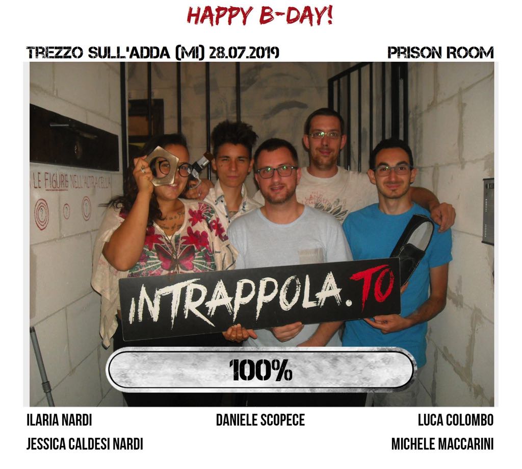 Il gruppo happy b-day! è fuggito dalla nostra escape room Prison Room