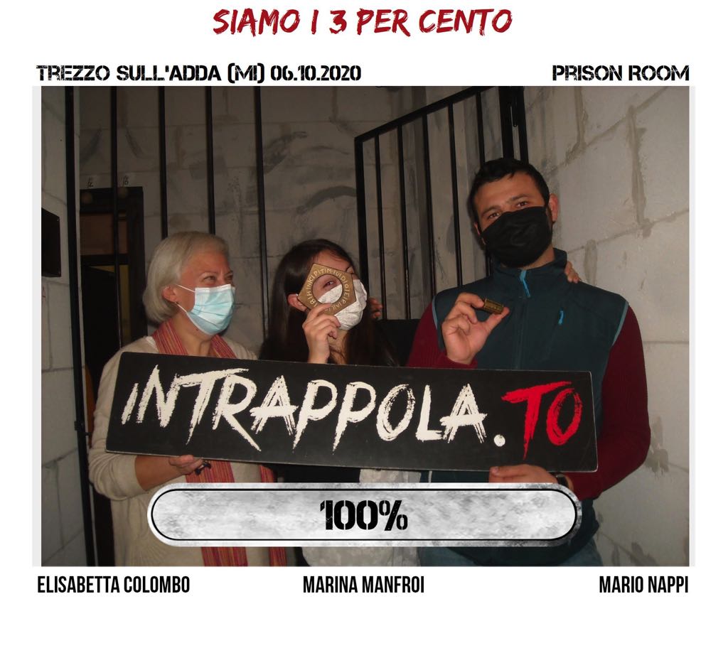 Il gruppo siamo i 3 per cento è fuggito dalla nostra escape room Prison Room