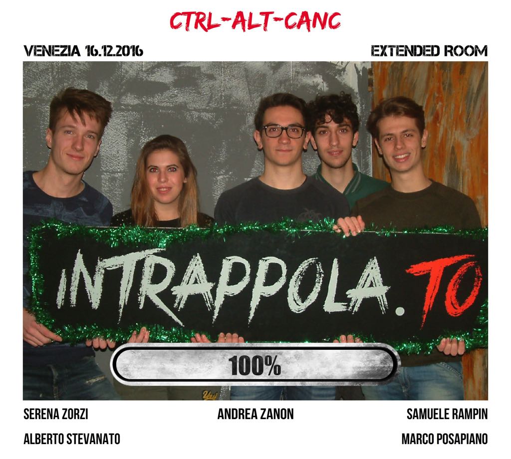 Il gruppo Ctrl-alt-canc è fuggito dalla nostra escape room Extended Room