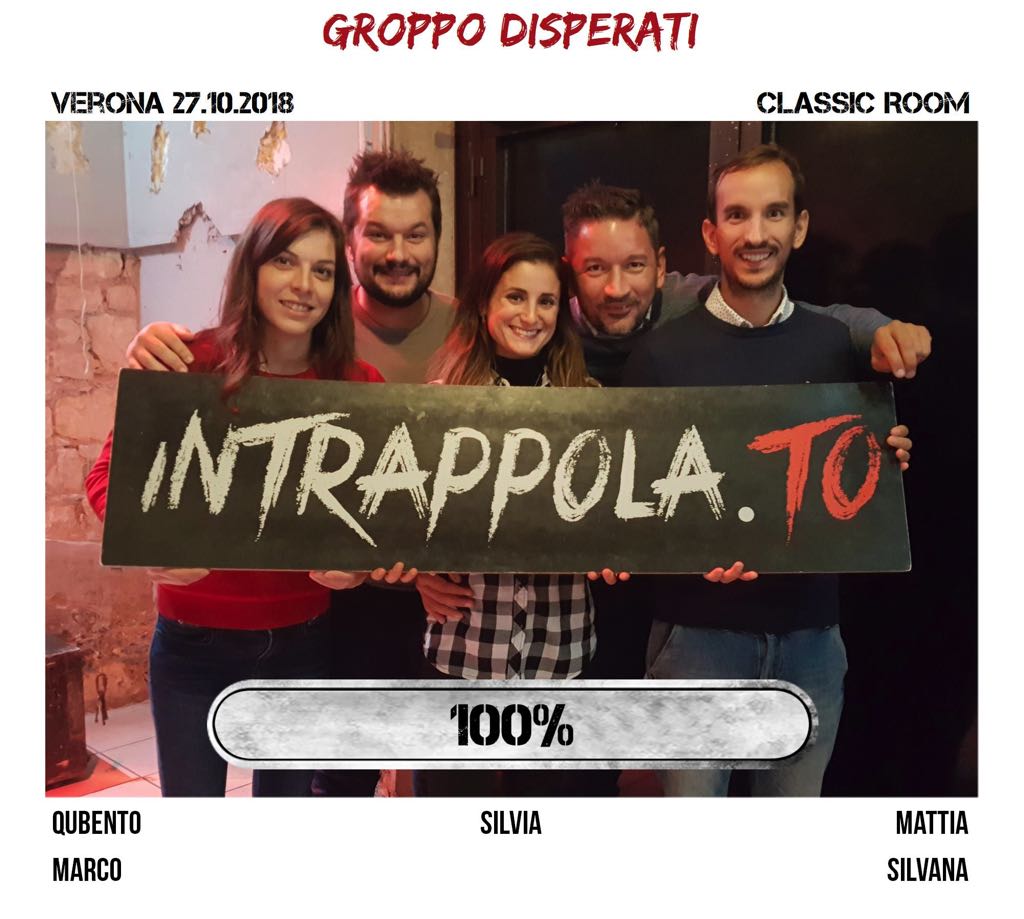 Il gruppo GROPPO DISPERATI è fuggito dalla nostra escape room Classic Room