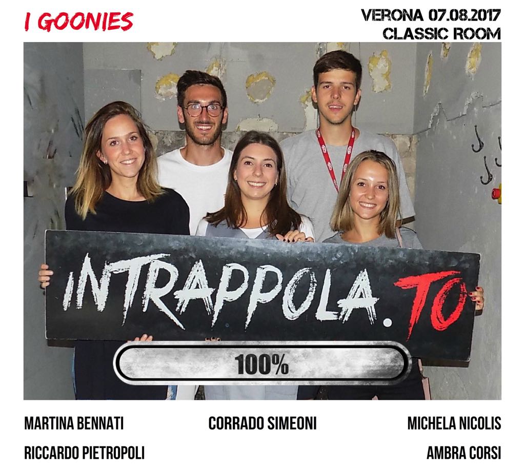 Il gruppo I GOONIES è fuggito dalla nostra escape room Classic Room