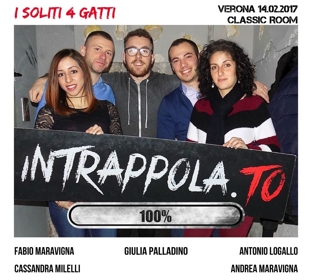 Il gruppo I Soliti 4 Gatti è fuggito dalla nostra escape room Classic Room