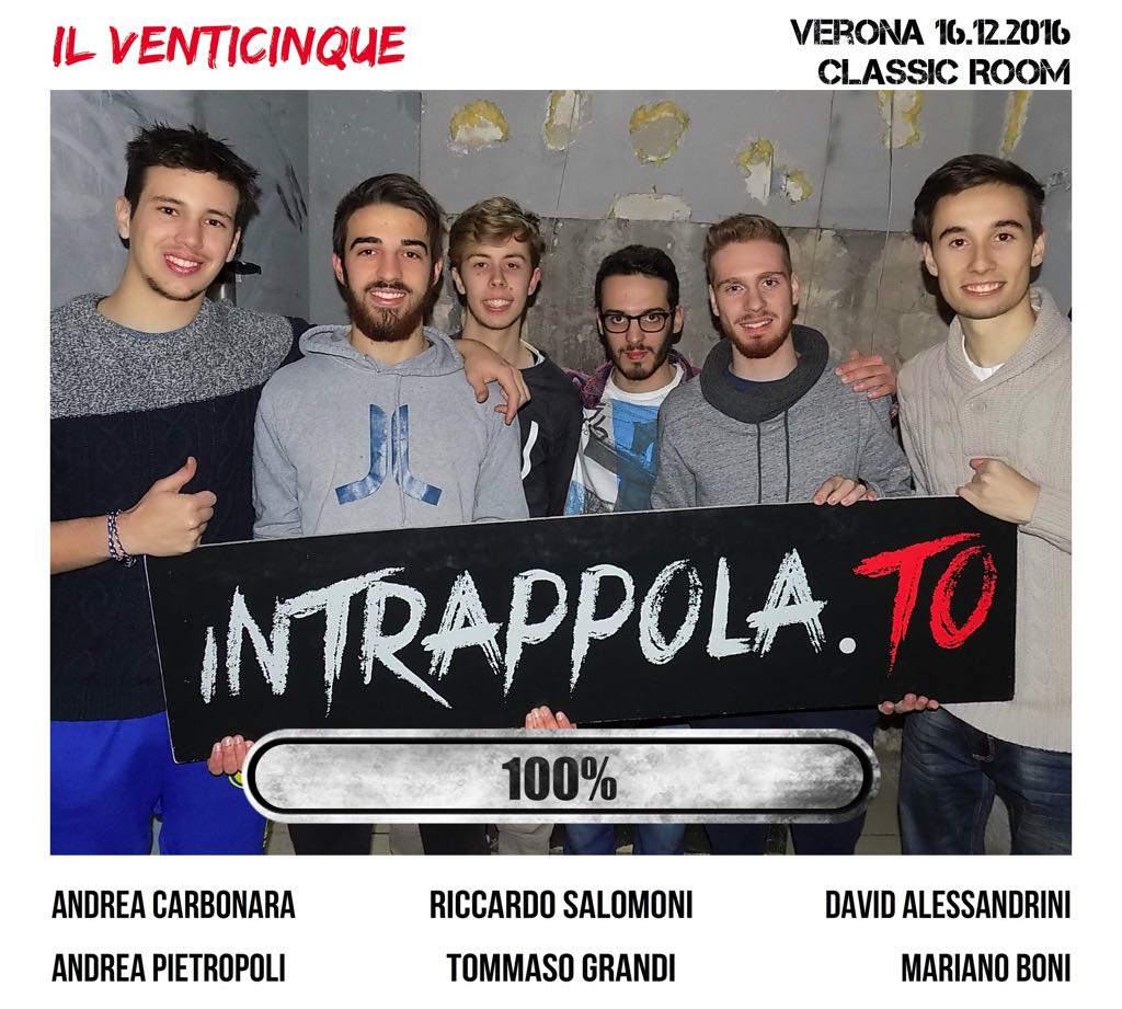 Il gruppo Il Venticinque è fuggito dalla nostra escape room Classic Room