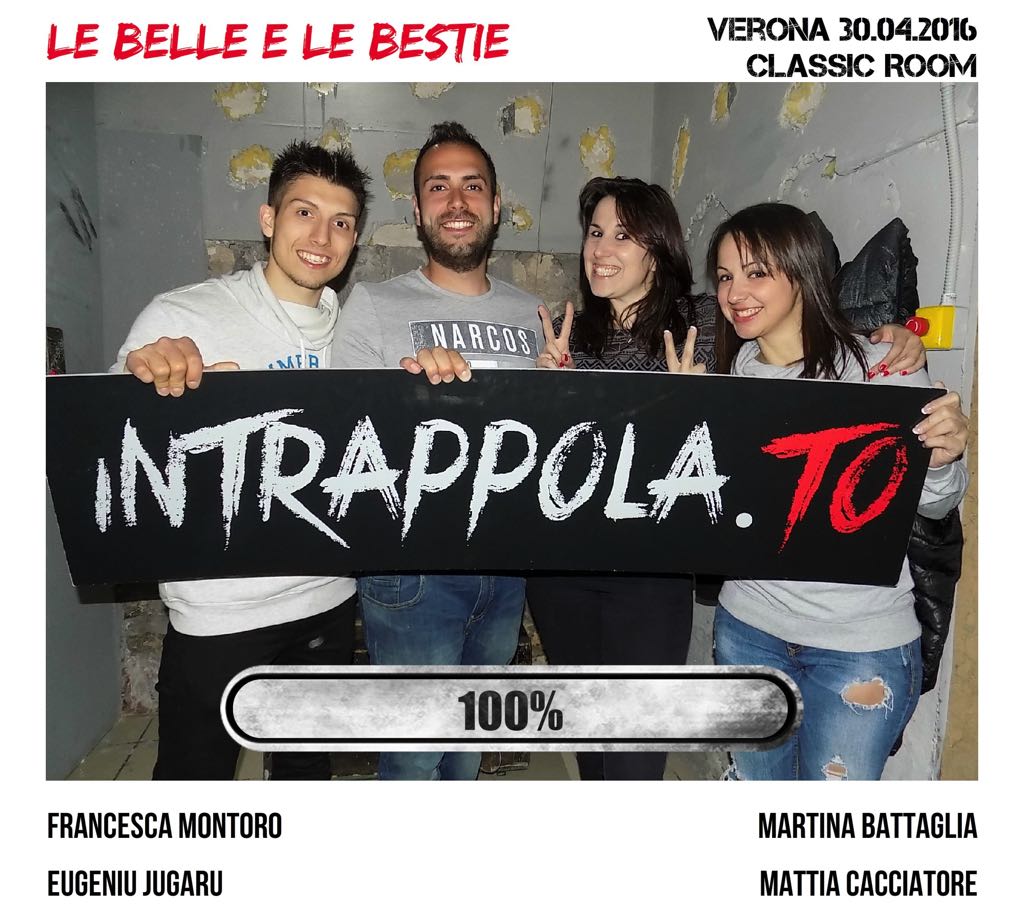Il gruppo Le belle e le bestie è fuggito dalla nostra escape room Classic Room