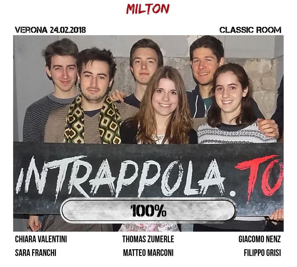 Il gruppo MILTON è fuggito dalla nostra escape room Classic Room