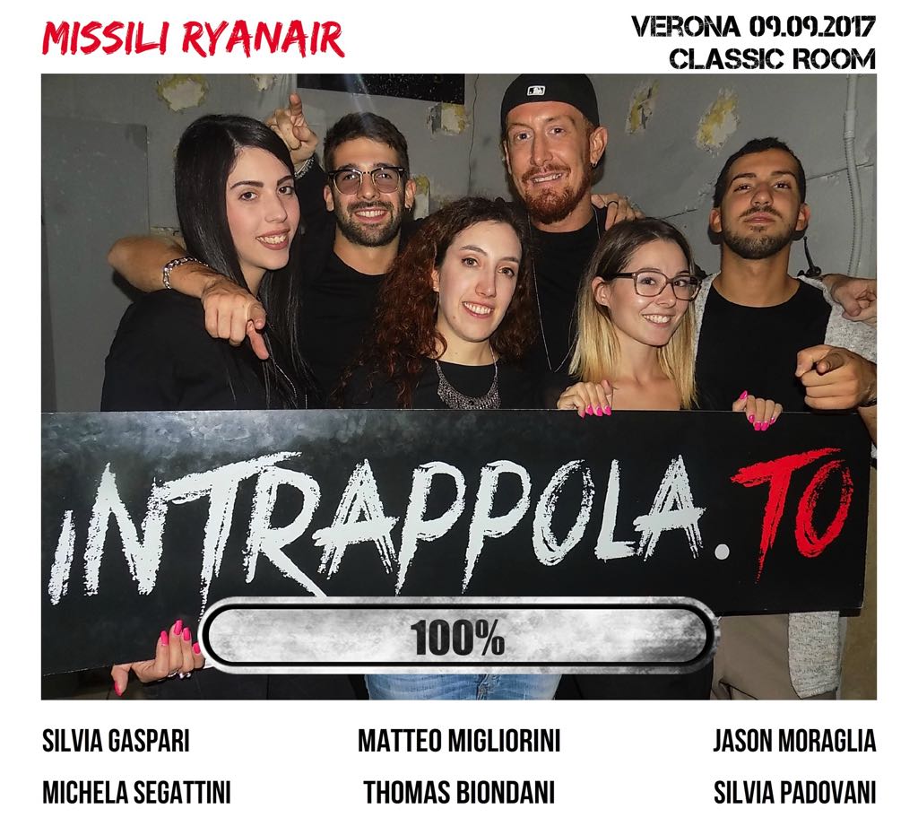 Il gruppo Missili Ryanair è fuggito dalla nostra escape room Classic Room