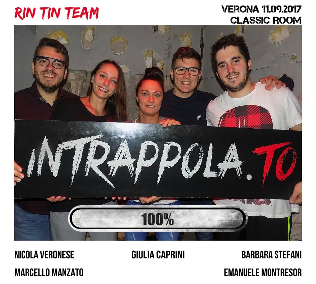 Il gruppo RIN TIN TEAM è fuggito dalla nostra escape room Classic Room