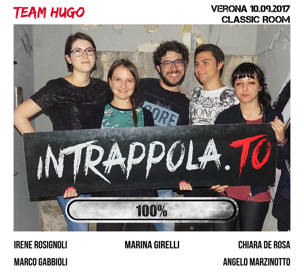 Il gruppo Team Hugo è fuggito dalla nostra escape room Classic Room