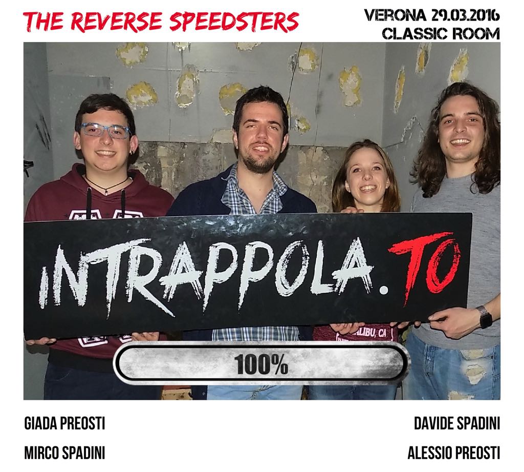 Il gruppo The Reverse Speedsters è fuggito dalla nostra escape room Classic Room