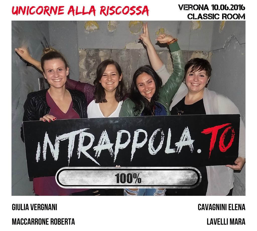Il gruppo UNICORNE ALLA RISCOSSA è fuggito dalla nostra escape room Classic Room