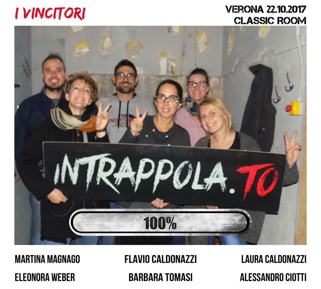 Il gruppo i vincitori è fuggito dalla nostra escape room Classic Room