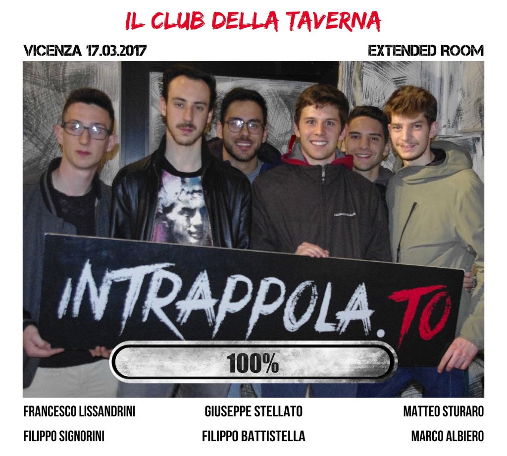 Il gruppo IL CLUB DELLA TAVERNA è fuggito dalla nostra escape room Extended Room