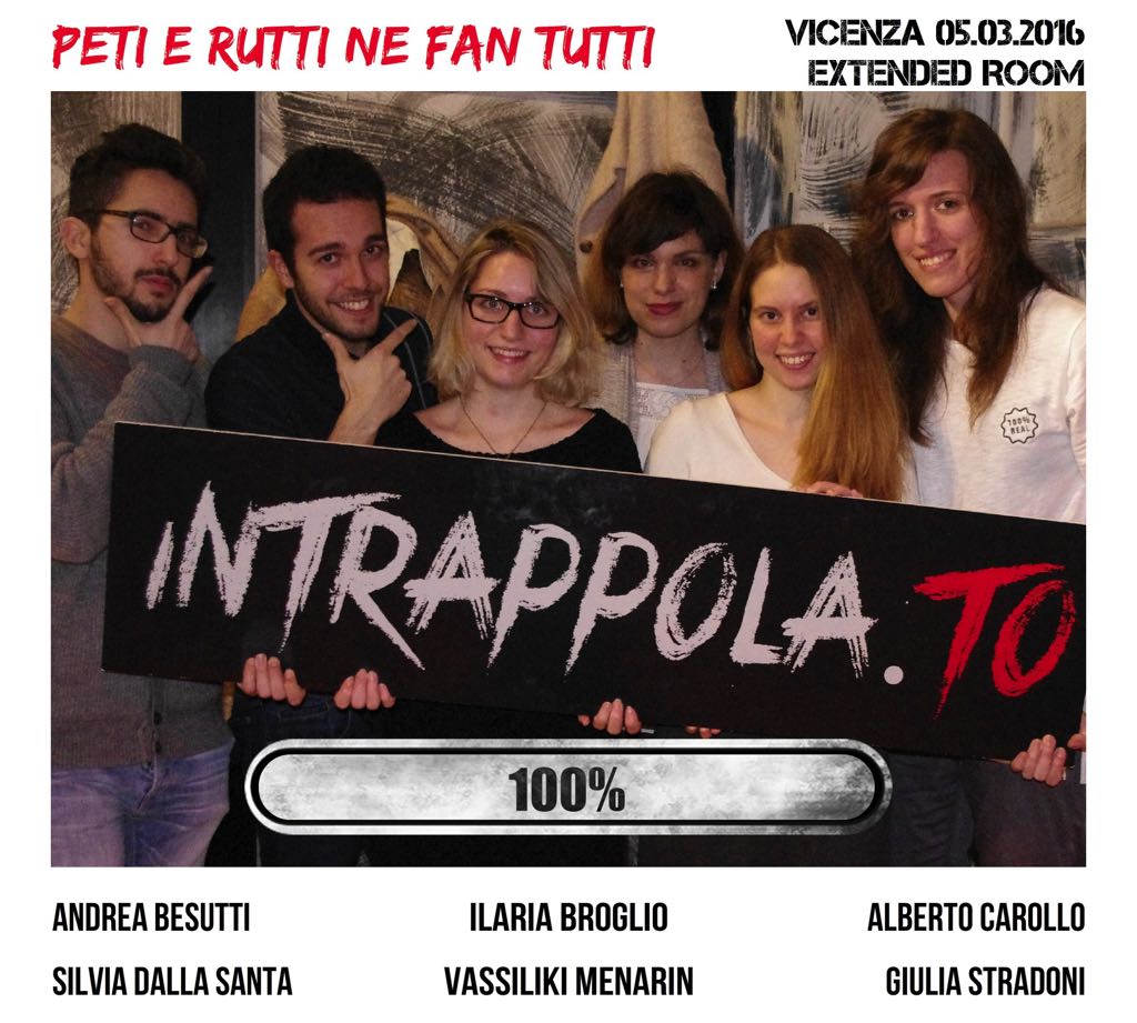 Il gruppo Peti e rutti ne fan tutti è fuggito dalla nostra escape room Extended Room