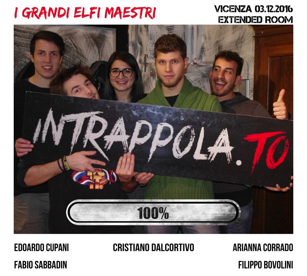 Il gruppo i grandi elfi maestri è fuggito dalla nostra escape room Extended Room