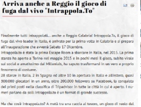 Il dispaccio - Arriva anche a Reggio il gioco di fuga dal vivo Intrappola.to